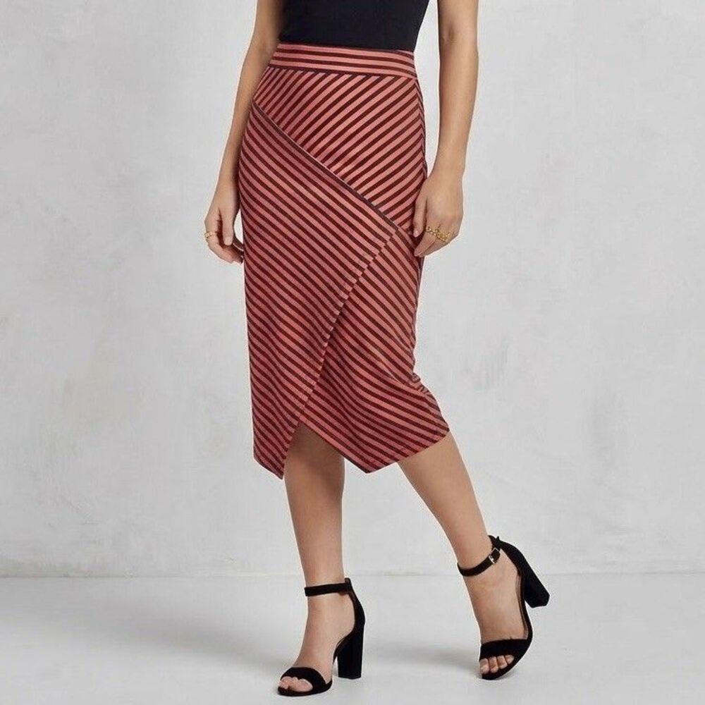 Retro Rockabilly Pin-up girl Midi Skirt 2X Lifestyle Classic Striped Asymmetric